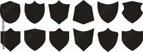 Abstract shield security vector icons. Collection of security shield, protection icon, defense icons, safety symbol vector illustration. Shield icons