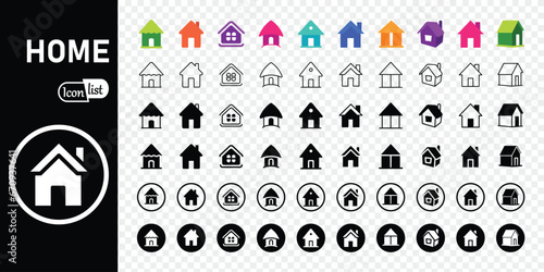 Collection home and property icons. House symbol. Set of real estate objects. vector illustration.