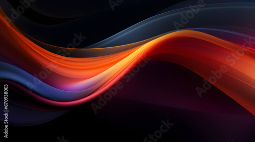  Modern abstract motion banner on dark background. Generative AI.