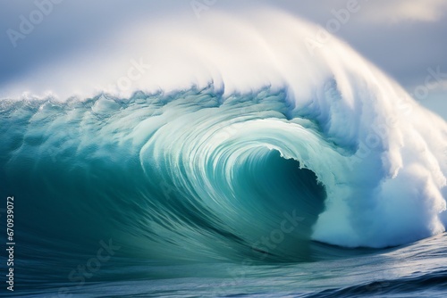 Beautiful deep blue tube wave in the Ocean photo