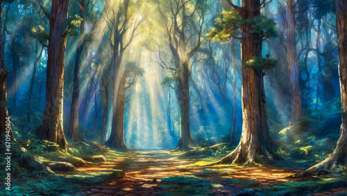 illustration of forest in the morning