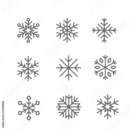 snowflake winter set icons