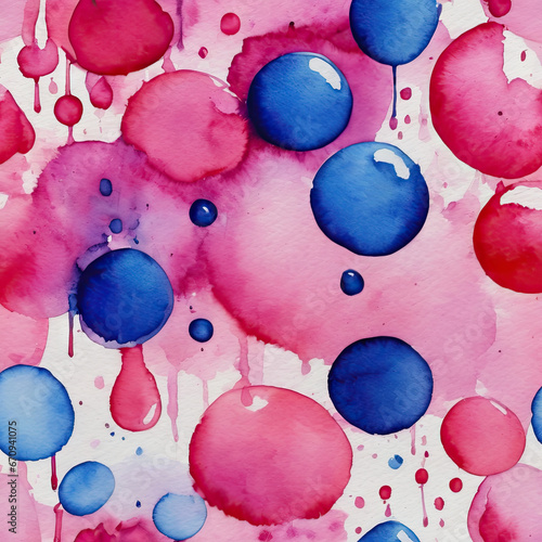 pattern of colorful circles, balloons, drops, made with water colors