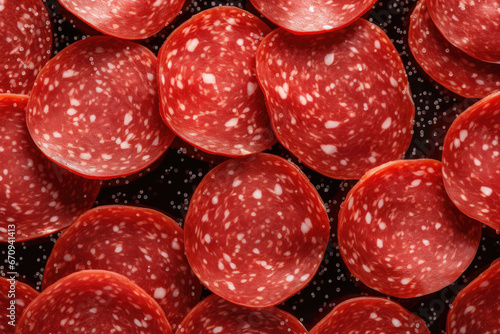 Slices of cured sausage background