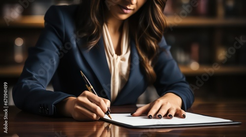 Wallpaper Mural woman holding a pen on a work notebook Torontodigital.ca