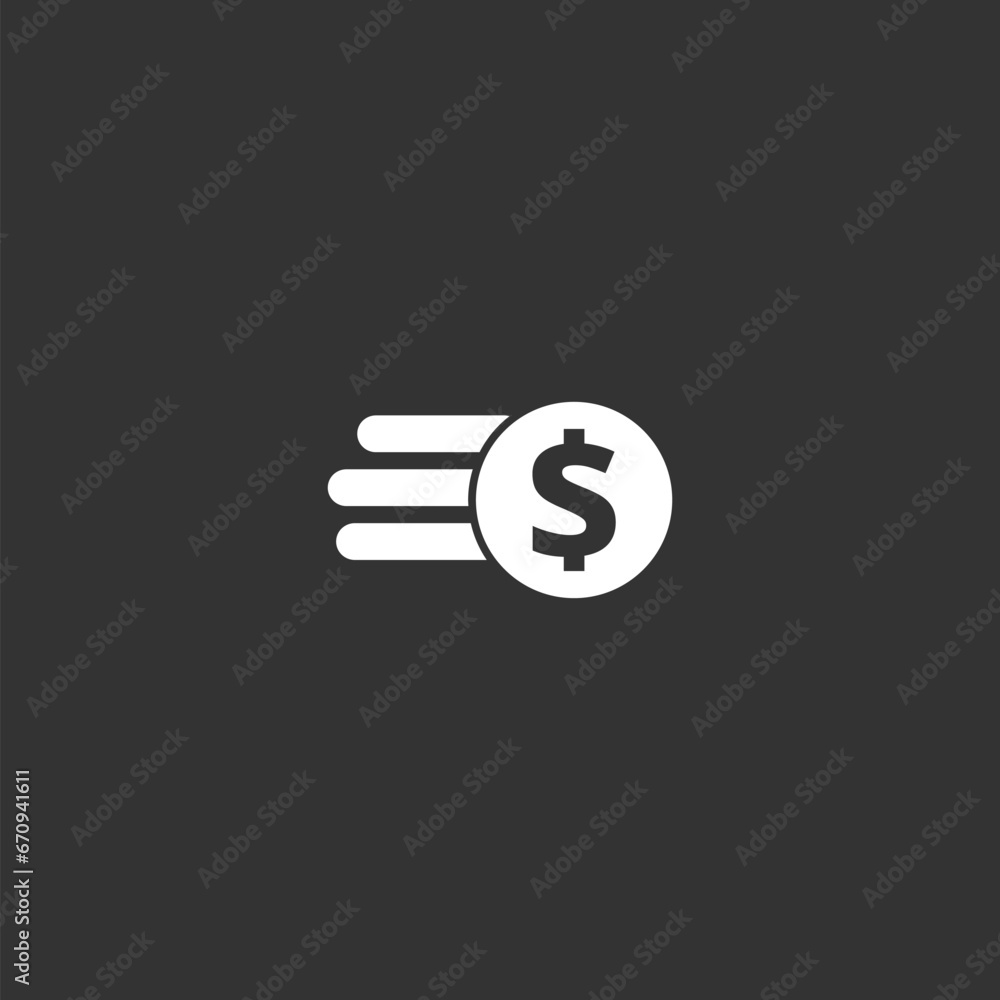 Dollar coins stack outline vector icon. Currency exchange symbol, logo illustration on black background Dollar coins stack outline vector icon. Currency exchange symbol, logo illustration on black background