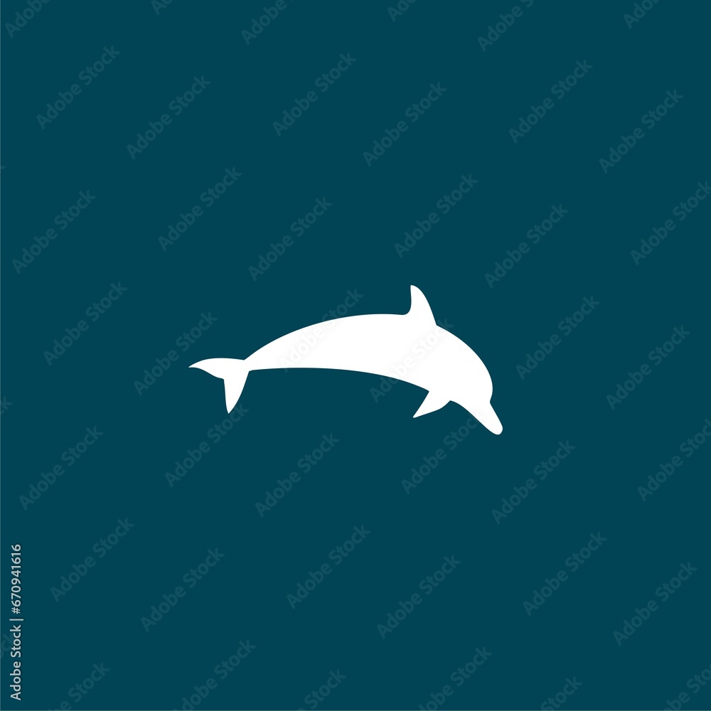 Fototapeta premium Dolphin icon isolated on blue background 