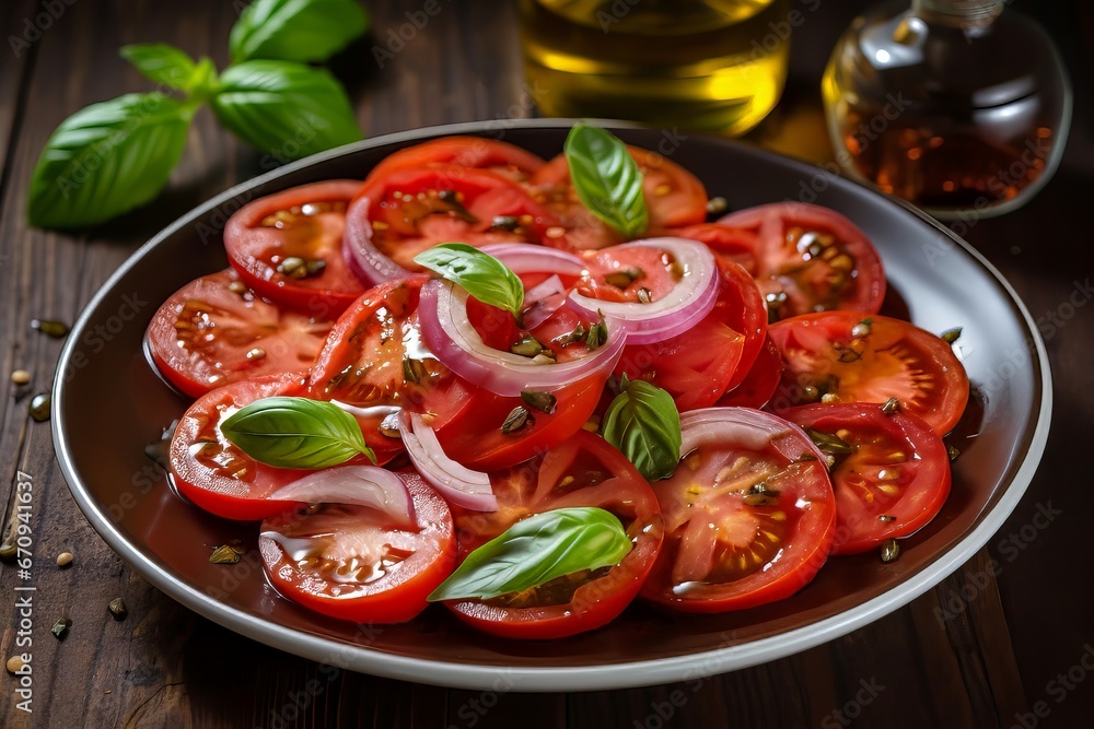 Tomato salad onion basil fresh vegetables. Diet organic tasty olive recipe. Generate Ai Tomato salad onion basil fresh vegetables. Diet organic tasty olive recipe. Generate Ai