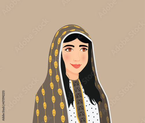 Arabic girl wearing a traditional Omani dress