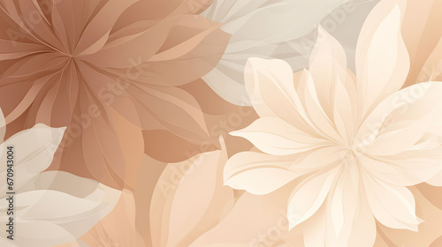 Abstract minimalistic background with flowers in beige color as wallpaper background illustration 