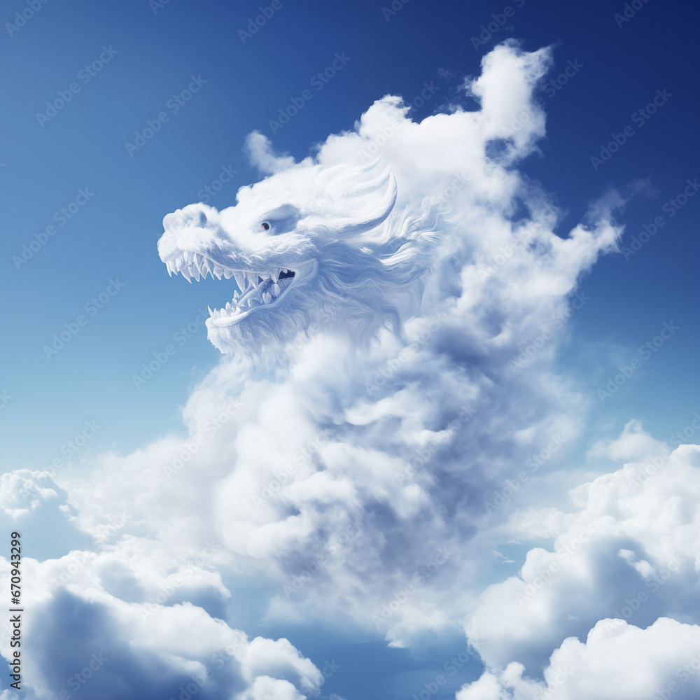 龍が飛んでいる空 龍の形の雲 Stock Illustration | Adobe Stock