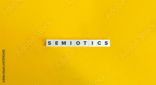 Semiotics Word on Bright Orange Background.