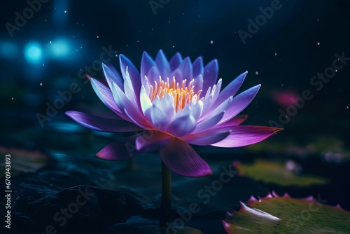 Water lily magical flower mysterious. Calm aquatic flora magic. Generate Ai