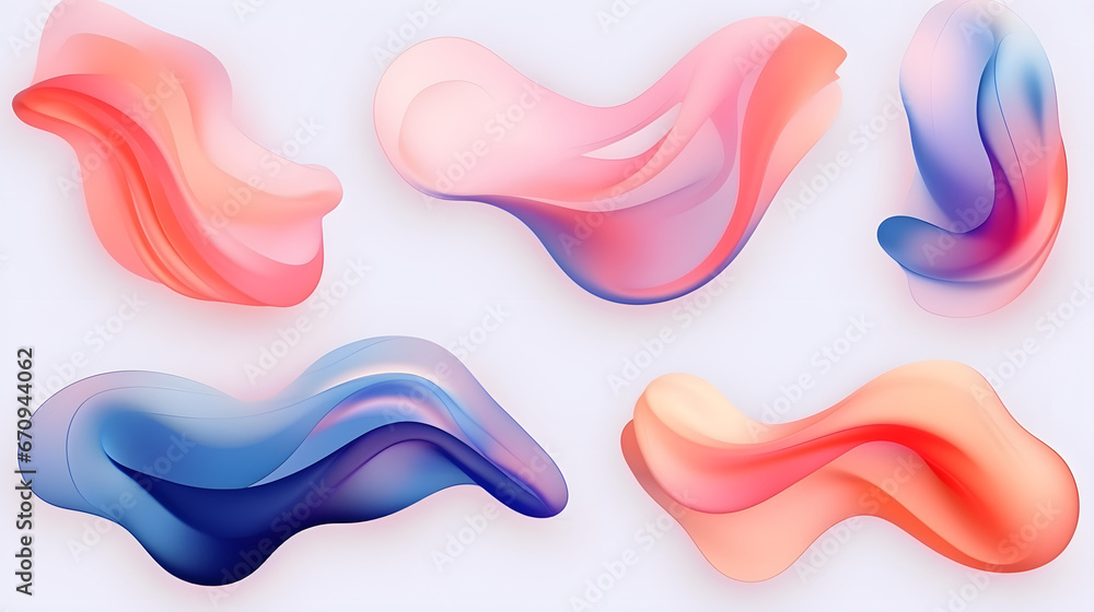 Set of abstract modern graphic elements. Dynamical colored forms and line. Gradient abstract banners with flowing liquid shapes. Template for the design of a logo, flyer or presentatio. Generative AI.