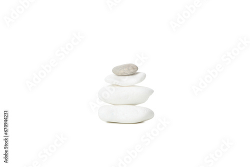 PNG, Four white stones on top of each other, isolated on white background