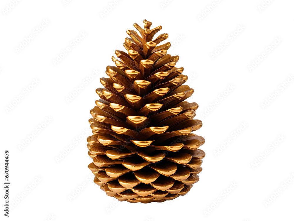 Golden pine cone isolated in white background. Cut out. Golden pine cone isolated in white background. Cut out.