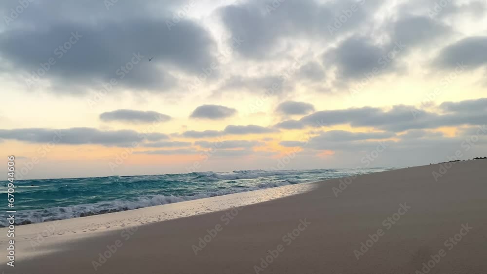 slow motion of sunrise with sea waves slow motion of sunrise with sea waves