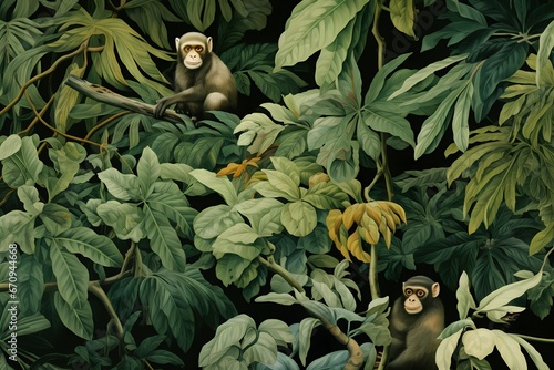 Monkey with jungle background