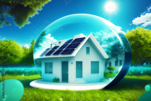 Green energy concept. Creating a Sustainable Home. The Power of Green Energy. Generative AI
