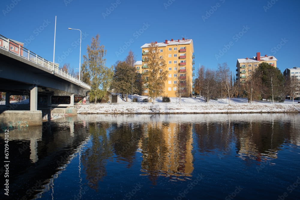 Winter landscape scenery in Oulu, Finland