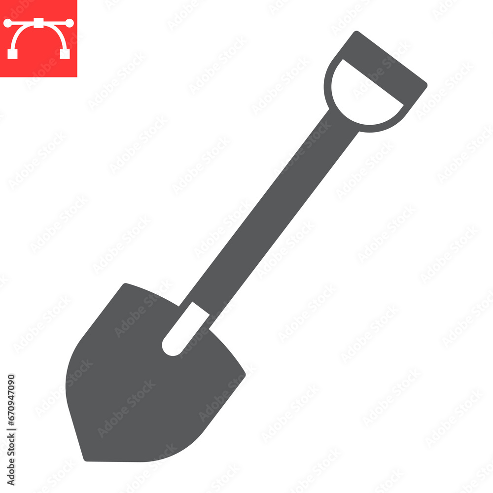 Shovel glyph icon, farm and agriculture, shovel spade vector icon, vector graphics, editable stroke solid sign, eps 10. Shovel glyph icon, farm and agriculture, shovel spade vector icon, vector graphics, editable stroke solid sign, eps 10.