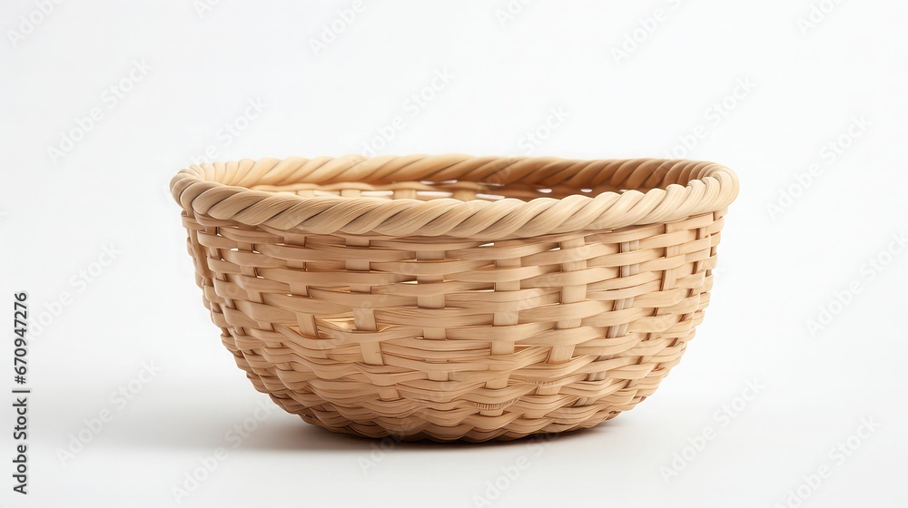 an empty basket with a rope design on the rim for the container