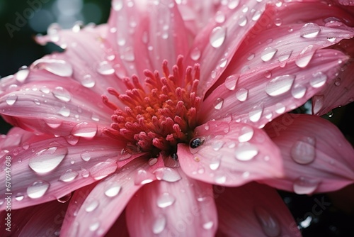Raindrops on a Flower Petal. Delicate raindrops on the velvety petal of a blooming flower.