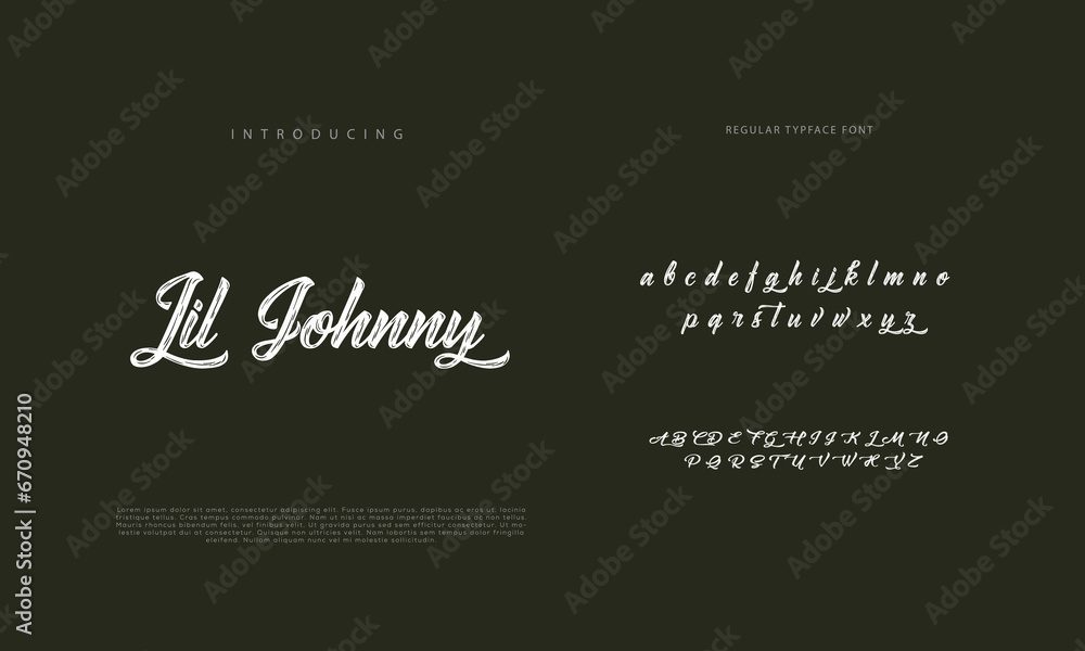 Abstract Calligraphy font alphabet. Minimal modern urban fonts for logo, brand etc. Typography typeface uppercase lowercase and number. vector illustration
