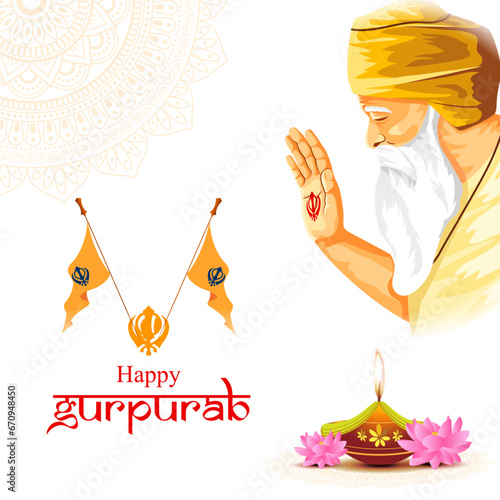 Vector illustration of Guru Nanak Jayanti social media feed template