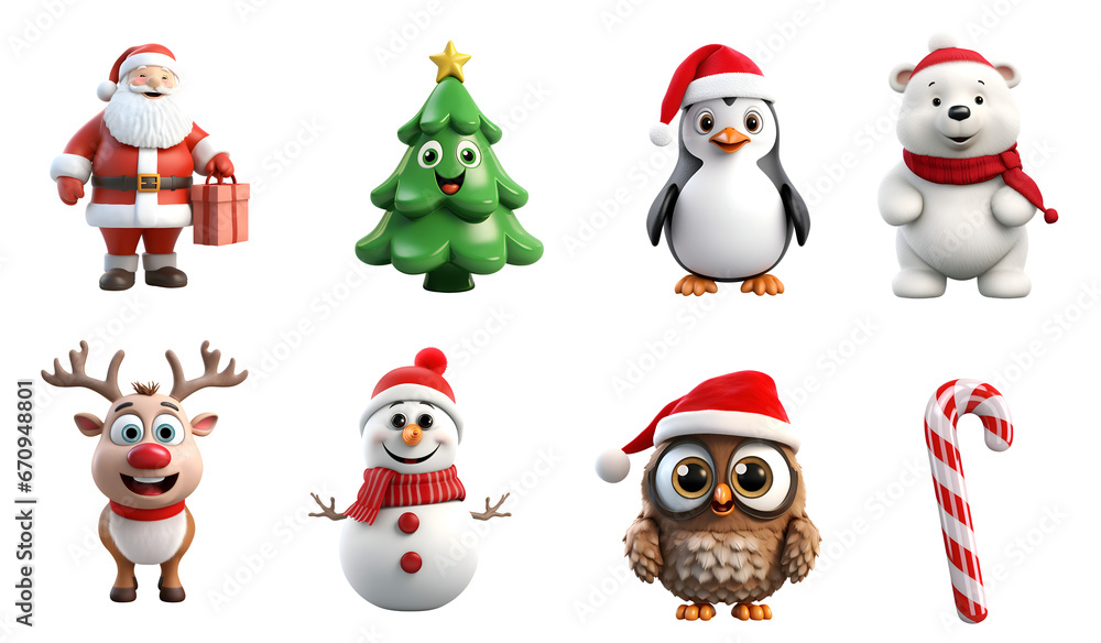 festive Christmas characters icon set. Includes Santa Claus, candy cane, chrismas-tree, rudolph, and more. Perfect for adding seasonal charm to your projects.PNG festive Christmas characters icon set. Includes Santa Claus, candy cane, chrismas-tree, rudolph, and more. Perfect for adding seasonal charm to your projects.PNG