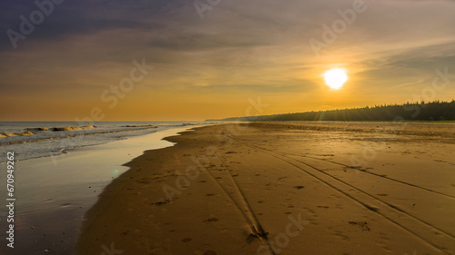 Virgin Beautiful Sea Beach of India at the Time of Sunset.  photo