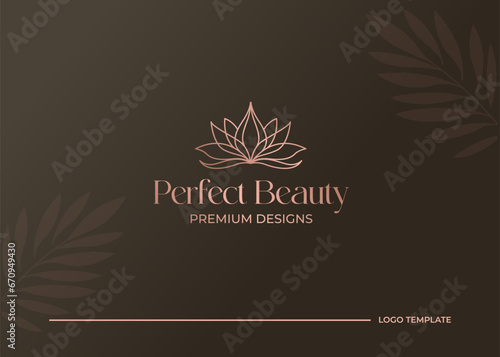 luxury minimal linear lotus flower beauty spa logo design