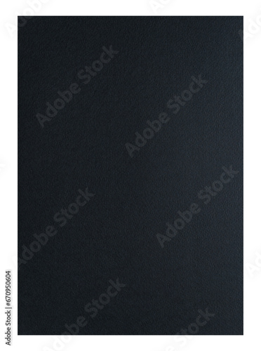 black paper texture size A4, paper isolated with clipping path on transparent background