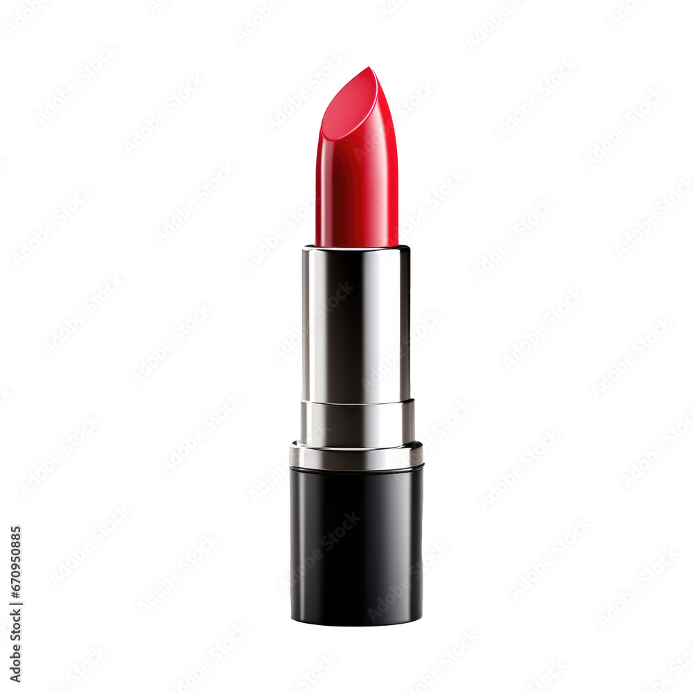 Opened red lipstick on white background. Element for design in makeup and beauty advertising. AI Opened red lipstick on white background. Element for design in makeup and beauty advertising. AI