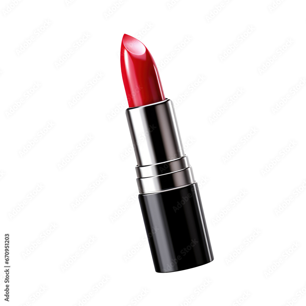 Opened red lipstick on white background. Element for design in makeup and beauty advertising. AI Opened red lipstick on white background. Element for design in makeup and beauty advertising. AI