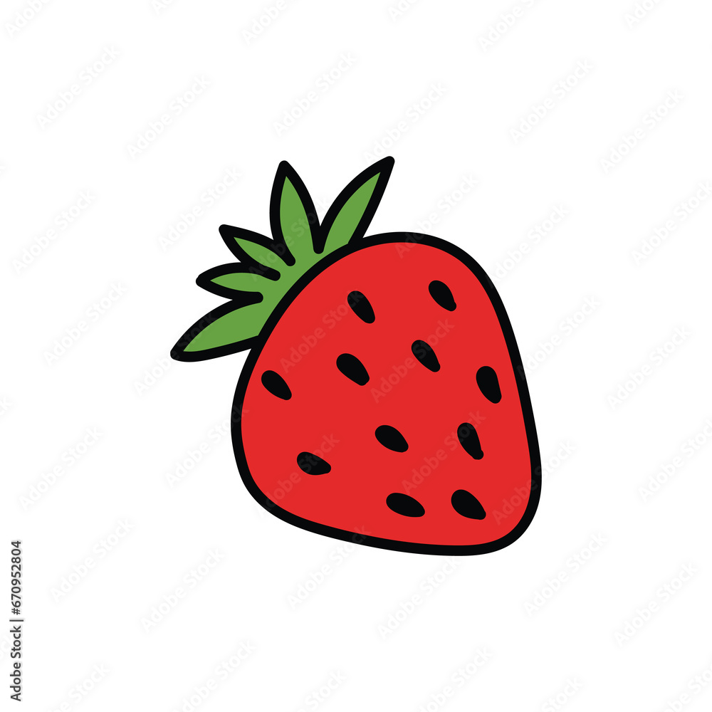 Hand-drawn cartoon doodle strawberry icon on a white background. Hand-drawn cartoon doodle strawberry icon on a white background.