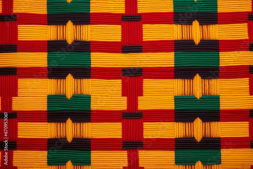 Kwanza Kente cloth background in yellow, green, red and black