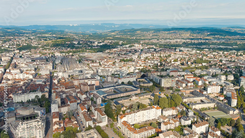 Annecy, France. Historical city center. Annecy is a city in the Alps in southeastern France, Aerial View