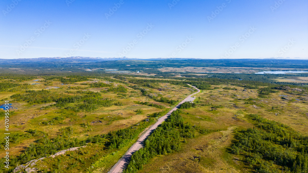 Aerial view of typical swedish landscape
