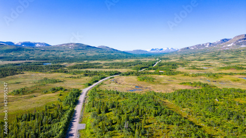 Aerial view of typical swedish landscape