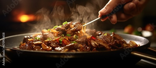 Chef is cooking home Bulgogi