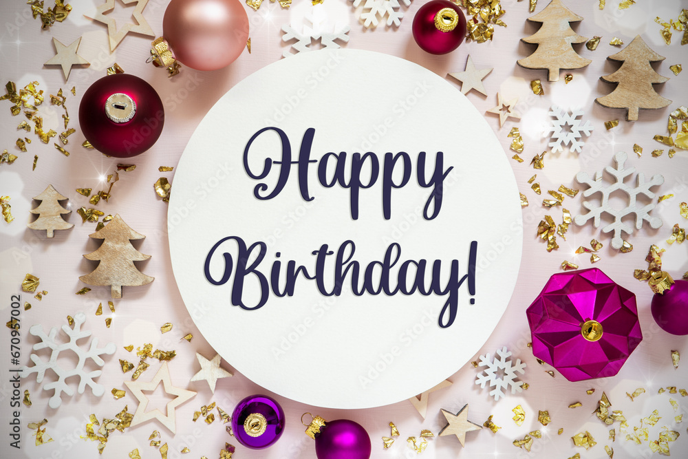 Purple And Festive Christmas Background With Text Happy Birthday Purple And Festive Christmas Background With Text Happy Birthday