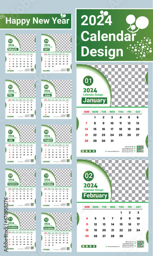 2024 Calendar Design  template  (ID: 670958276)
