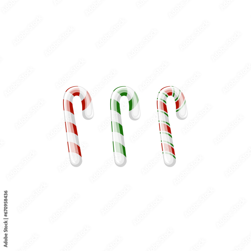Colorful white, red and green stripped Christmas candy cane Colorful white, red and green stripped Christmas candy cane