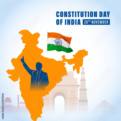 Vector illustration of Constitution Day of India social media feed template