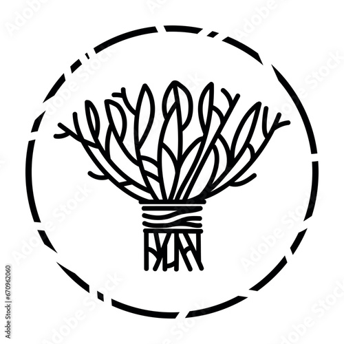 Flower bouquet Line icon logo or emblem design.Abstract line drawing of a bouquet of flowers for flower business and other design.Vector illustration Minimalist style