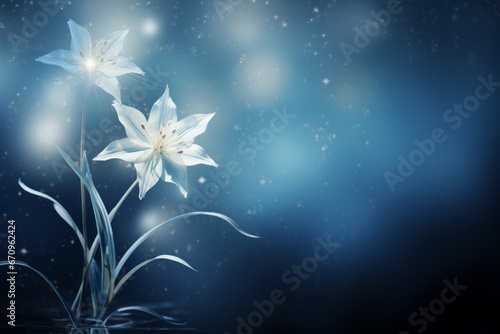 Star of Bethlehem Flower shining on a background of night sky