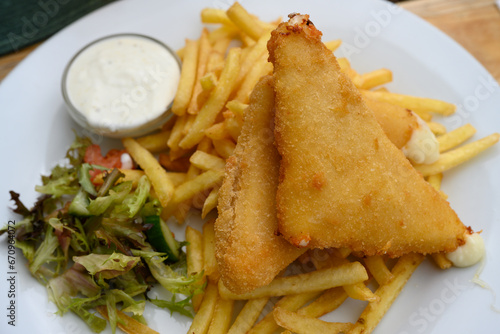 Smazeny Syr Fried Edam Cheese with French Fries and Tartar Sauce