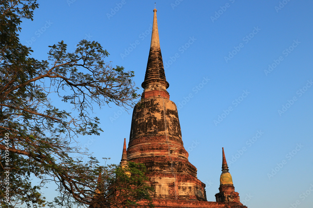 Pagoda at Wat Yai Chaimongkol at Ayutthaya in Thailand,UNESCO world heritage site