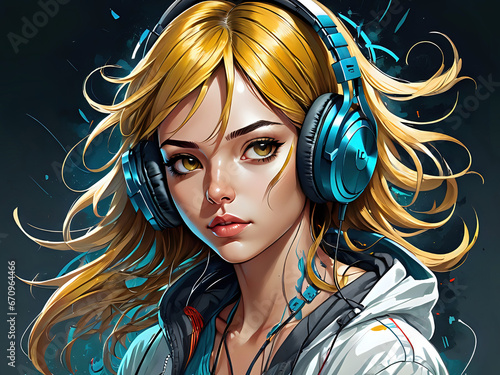 dj girl with headphones